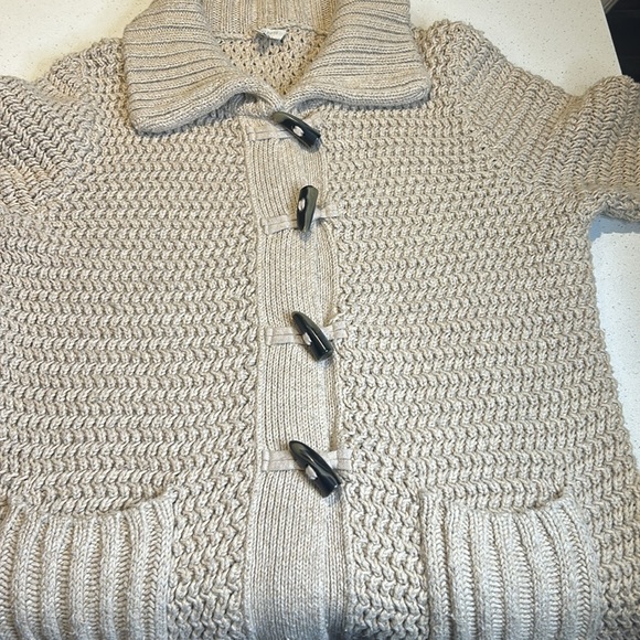 Talbots Chunky Knit Toggle Button Cotton/Wool Fisherman Cardigan Sweater Size L - Picture 12 of 15